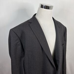 Pronto Uomo 56L Executive Fit Sport Coat 100% Wool Brown Plaid Two Button Vented
